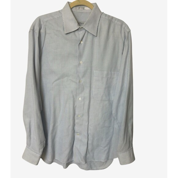 Salvatore Ferragamo Blue Button Up Check Cotton  Long Slv Italy Mens 41 -16 /L - Picture 1 of 6